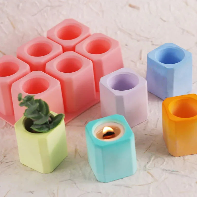moules silicone savon géométriques modernes couleurs variées hexagones carrés minimalistes