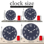horloge murale bois imitation rustique vintage bleu foncé blanc aiguille quartz face unique salon