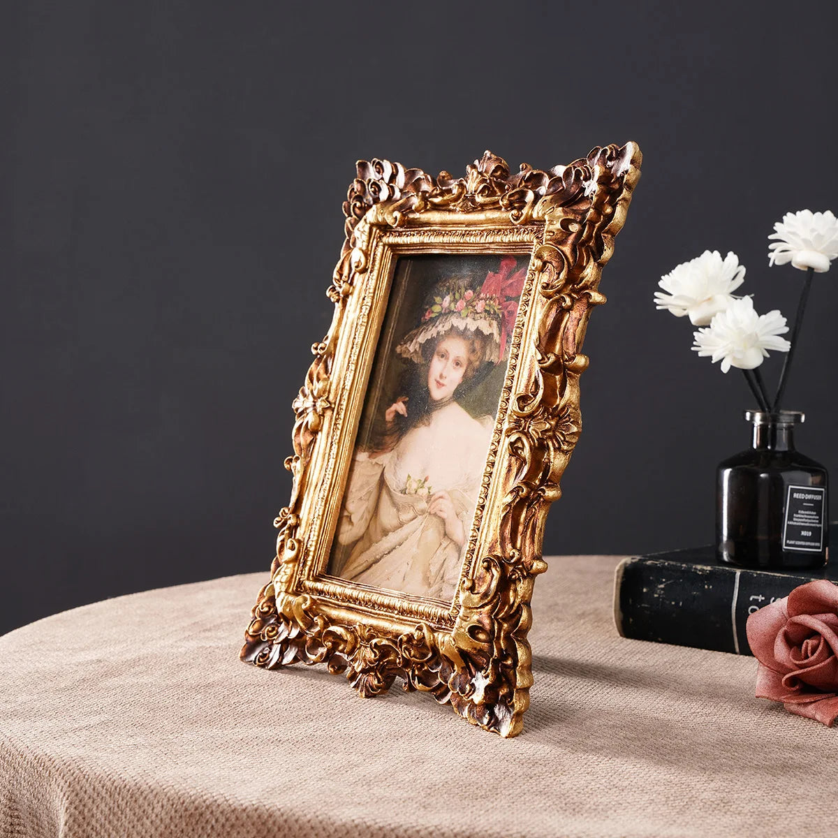 cadre photo doré baroque moderne fixation opacité décoration maison photos familiales