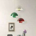suspension lumineuse moderne sphérique métal jaune rose rouge vert beige doré
