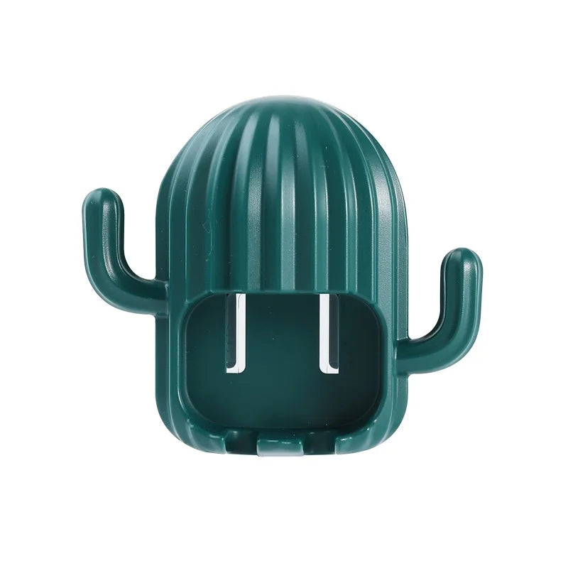 porte brosse dents cactus adhésif moderne vert blanc rose salle bains organisateur