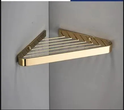 étagère salle bain dorée moderne deux niveaux fixations bouteilles parfum pot crème porte savon