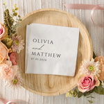 serviettes jetables mariage anniversaire animal compagnie initial lettre cœur blanc minimaliste