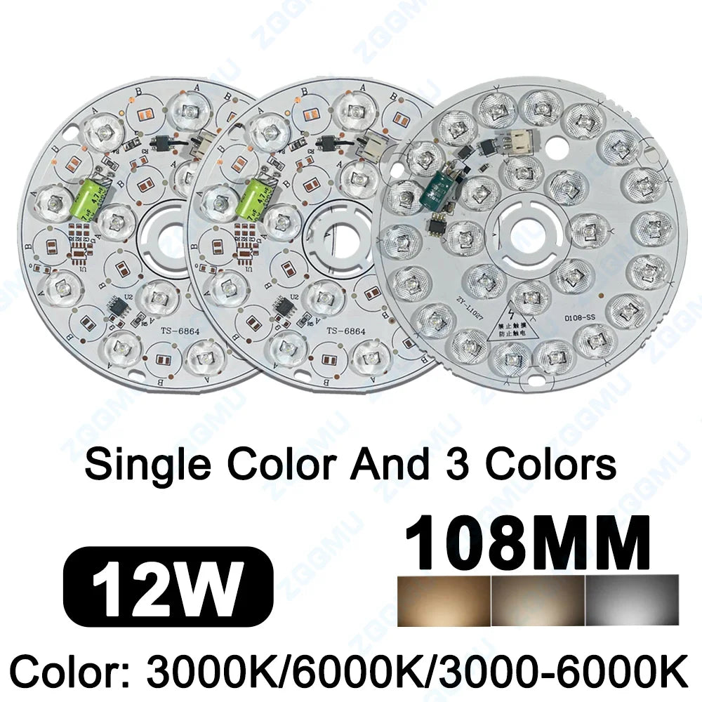 plaque led ronde 220v 12w 6w blanc moderne 6000k sans pilote pcb