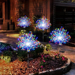 lampe solaire feu d'artifice multicolore blanc chaud extérieure ambiance festive nocturne jardin patio