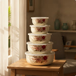 bols céramique couvercles fleurs pois blancs rouges verts roses bleus vintage