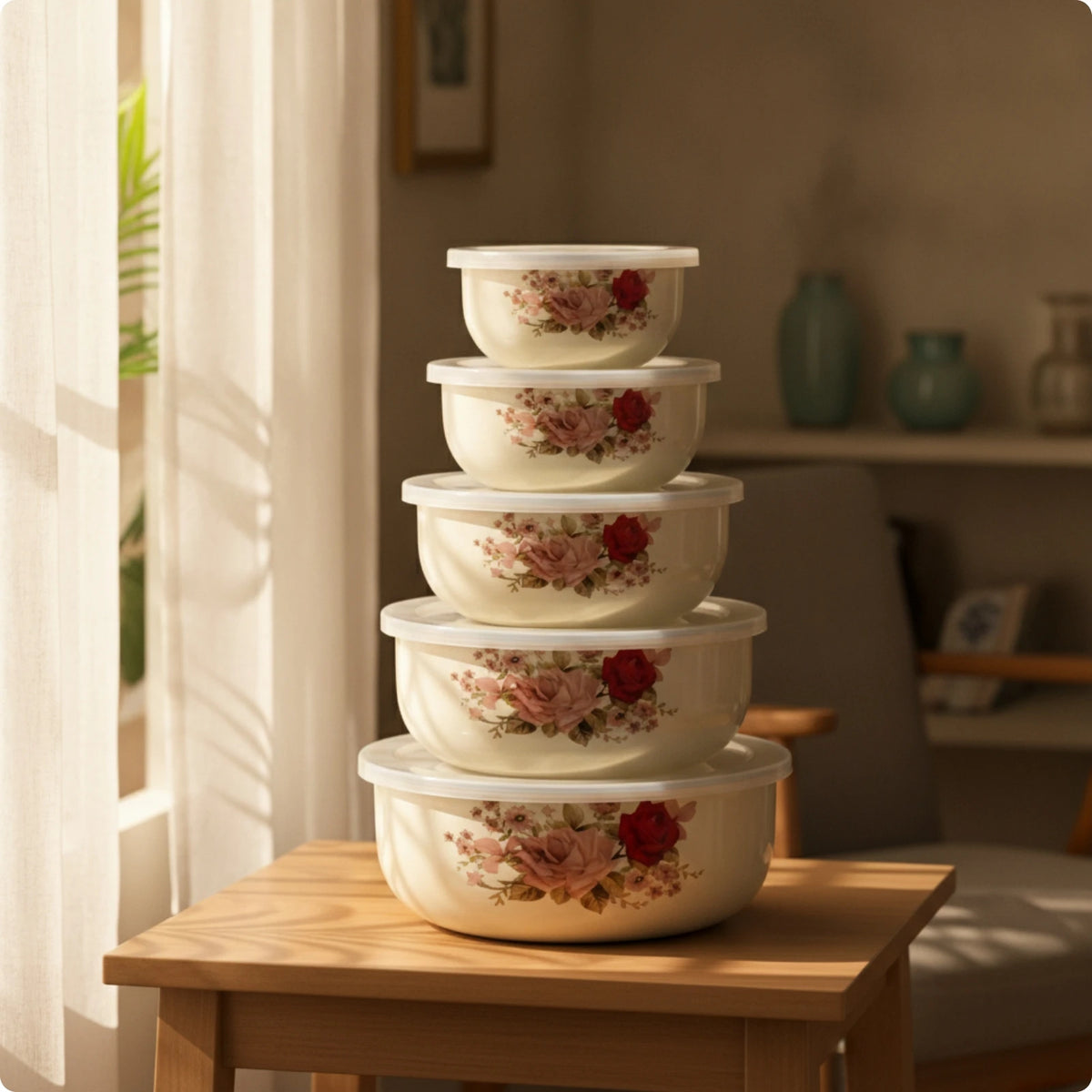 bols céramique couvercles fleurs pois blancs rouges verts roses bleus vintage
