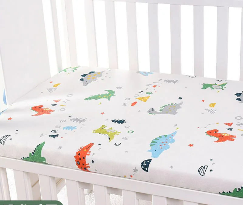 drap housse lit bébé coton motif oiseau étoile enfant chambre moderne blanc jaune gris