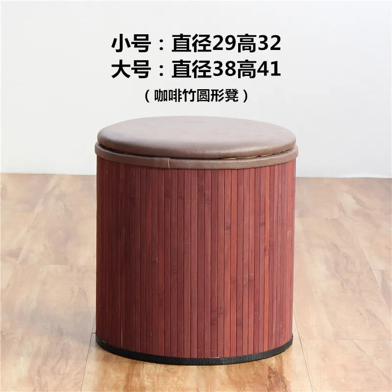 tabouret rangement bois couvercle amovible tissu beige entrée maison