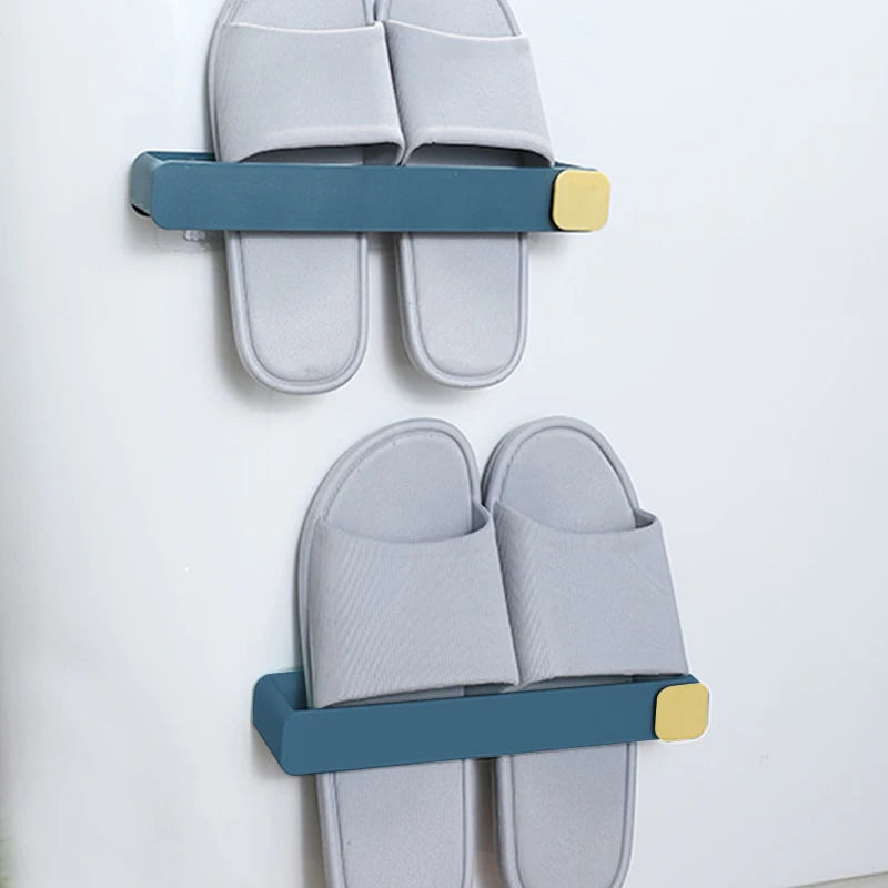 support mural adhésif sabots gris clair tissu rayé moderne sans poinçon porte chaussures unique