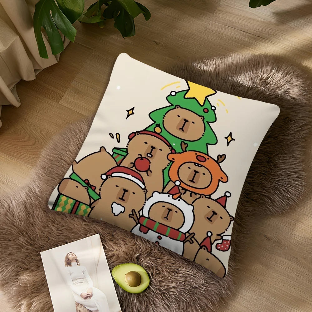 taie d'oreiller coussin cartoon personnages Noël coton polyester 40x40cm 45x45cm 50x50cm 60x60cm fixations
