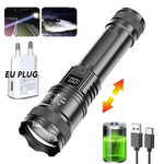 lampe torche led rechargeable usb super lumineuse zoomable mode réglable camping randonnée