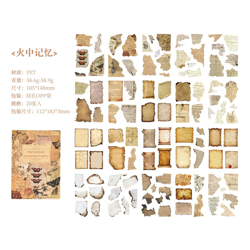 étiquettes décoratives vintage motifs floraux papillons texte ancien adhésif scrapbooking fournitures travaux manuels set