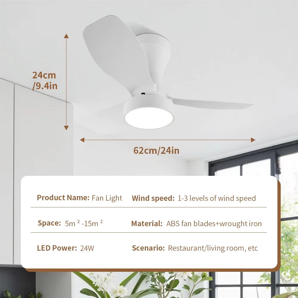 ventilateur led moderne blanc bois naturel lampe intégrée télécommande variateur intensité fixations chambre salon