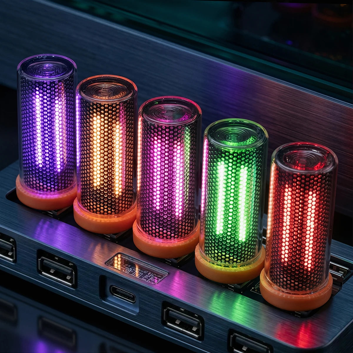 veilleuse led rechargeable violet perforée moderne tactile rgb urgence chambre nuit usb