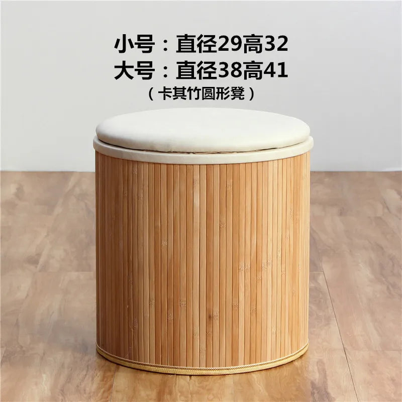 tabouret rangement bois couvercle amovible tissu beige entrée maison