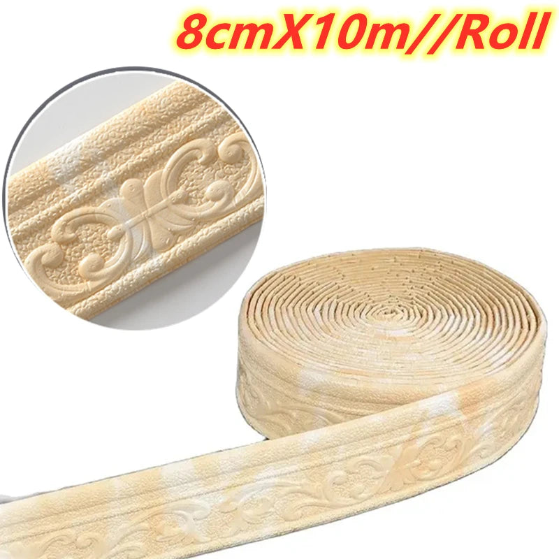 ruban decoratif adhesif floral blanc doré 10m opaque classique chambre maison