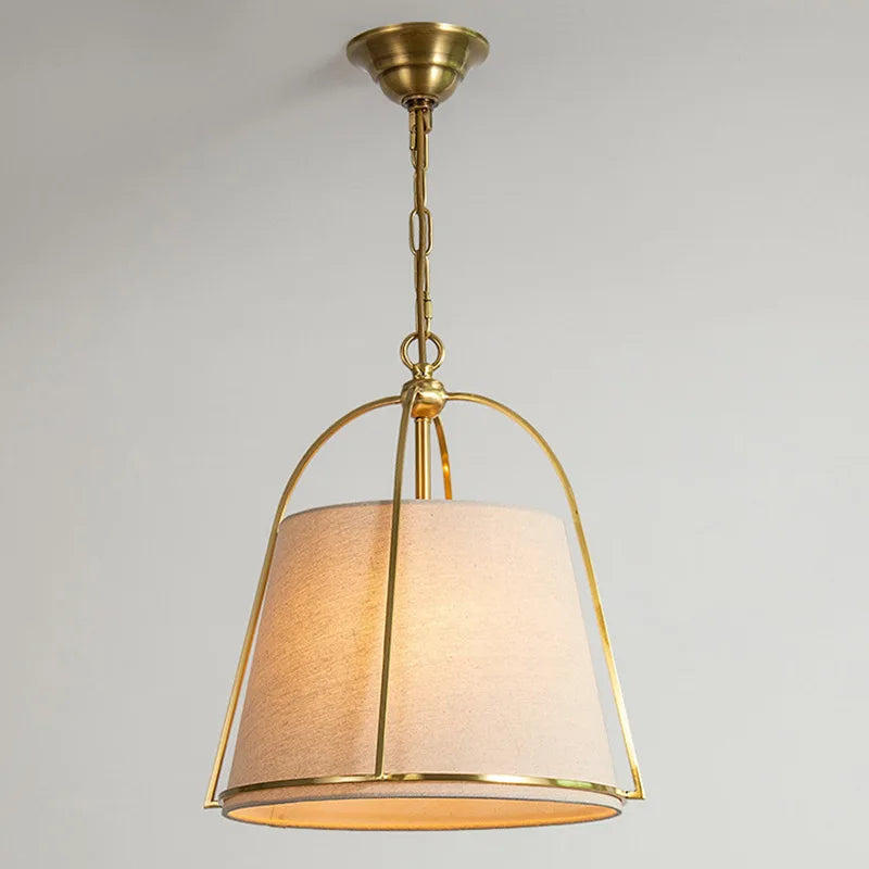 suspension lumineuse moderne or tissu texturé salon chambre étude lumière chaude lumière froide lumière