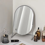miroir maquillage argenté moderne portable ovale pouces pieds solides aluminium lisse salon chambre bain