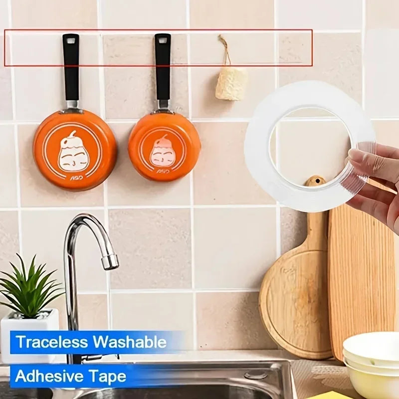 ruban adhésif double face transparent auto collant réutilisable imperméable moderne cuisine salle bain