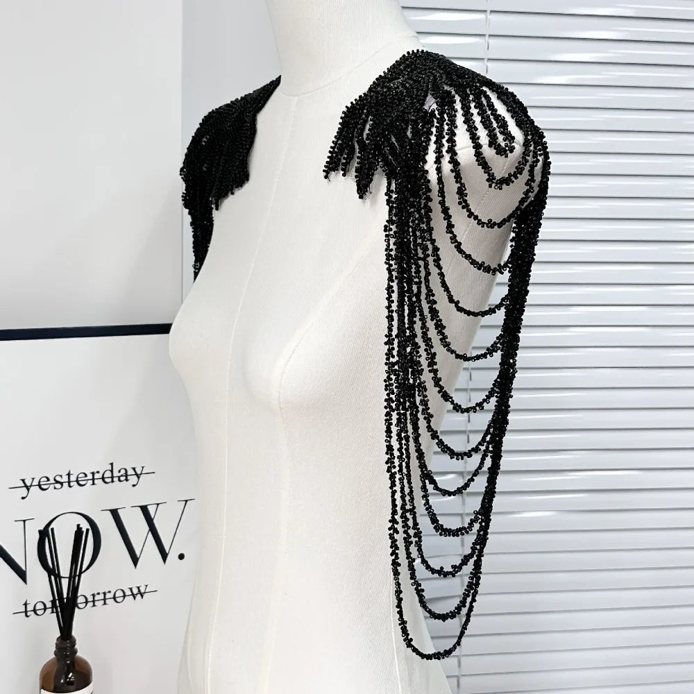 accessoire textile broche franges argenté noir doré élégant chic amovible decoration