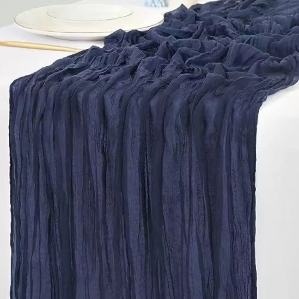 nappe plissée polyester mariage vert foncé bleu rose vif événementielle décoration table festive fleurs