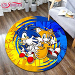 tapis rond sonic dessin animé bleu blanc rouge jaune noir cartoon 100cm 120cm 140cm