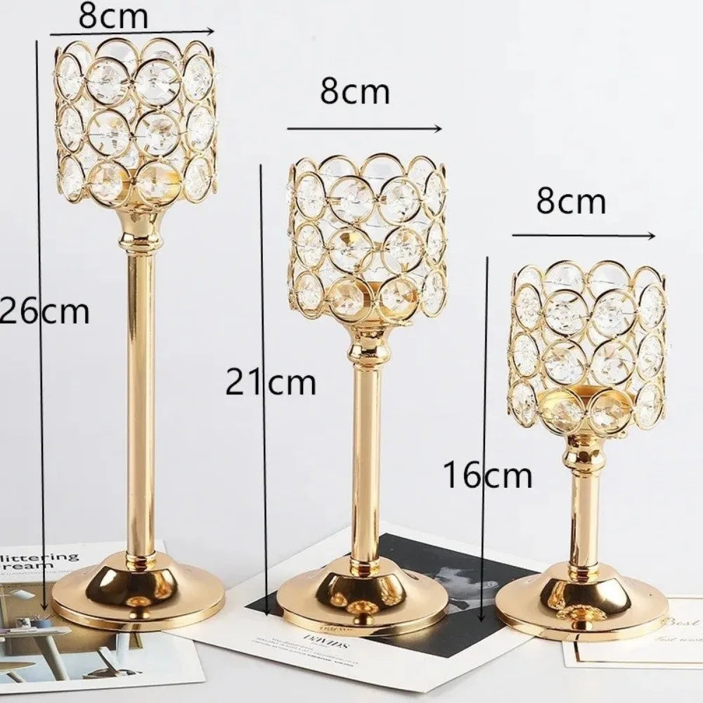 chandelier élégant bougeoir doré cristal transparent décoration maison or galets circulaires