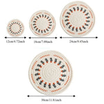 tapis table boho blanc motifs fraises feuilles fleurs colorées 12cm 18cm 24cm 30cm