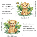 sticker mural lionceau illustration orange feuilles adhésif chambre enfants animal dessin animé pvc