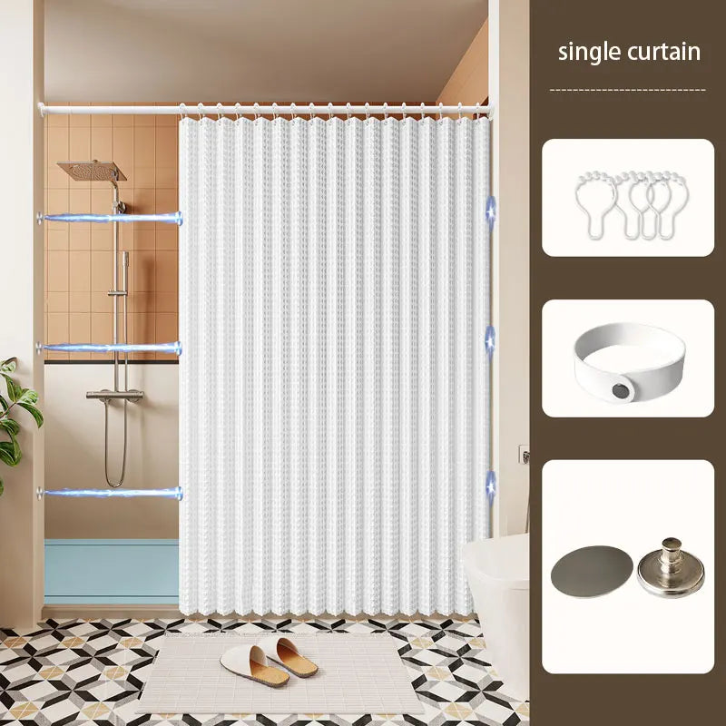 rideau douche gris clair moderne texture géométrique imperméable polyester salle bain maison