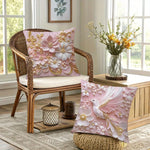 housse coussin imprimé fleurs papillon rose blanc doré adhésive décoration intérieure 40x40cm