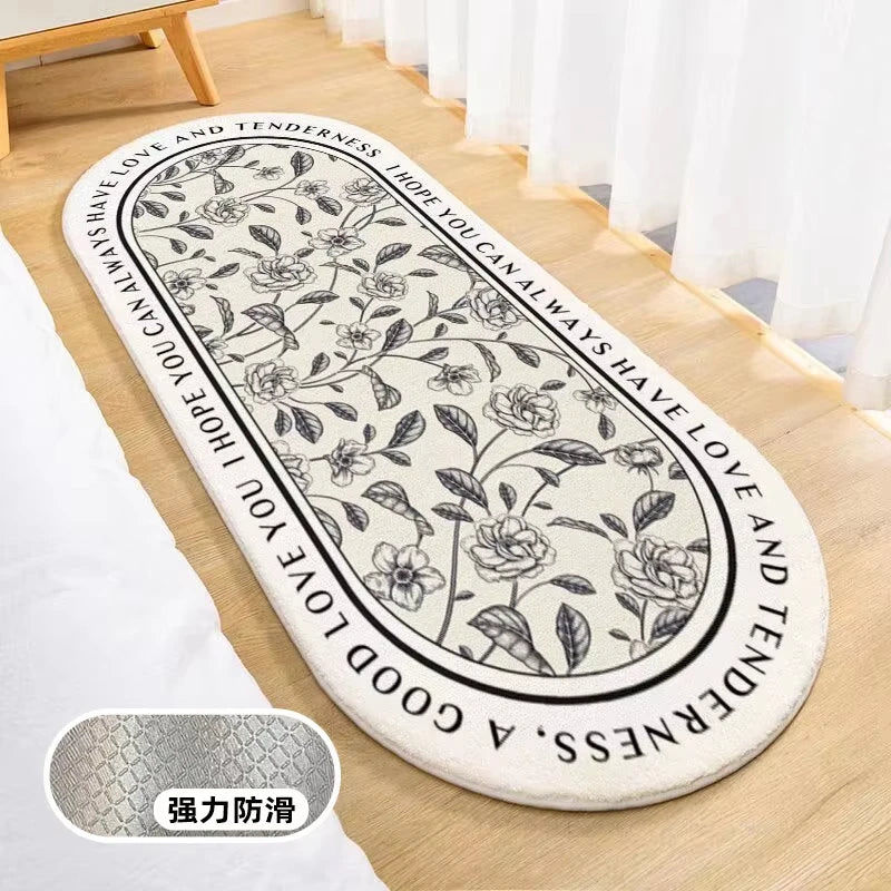 tapis moderne fleurs feuilles cercle blanc jaune vert noir décoration intérieure résistant lavage main