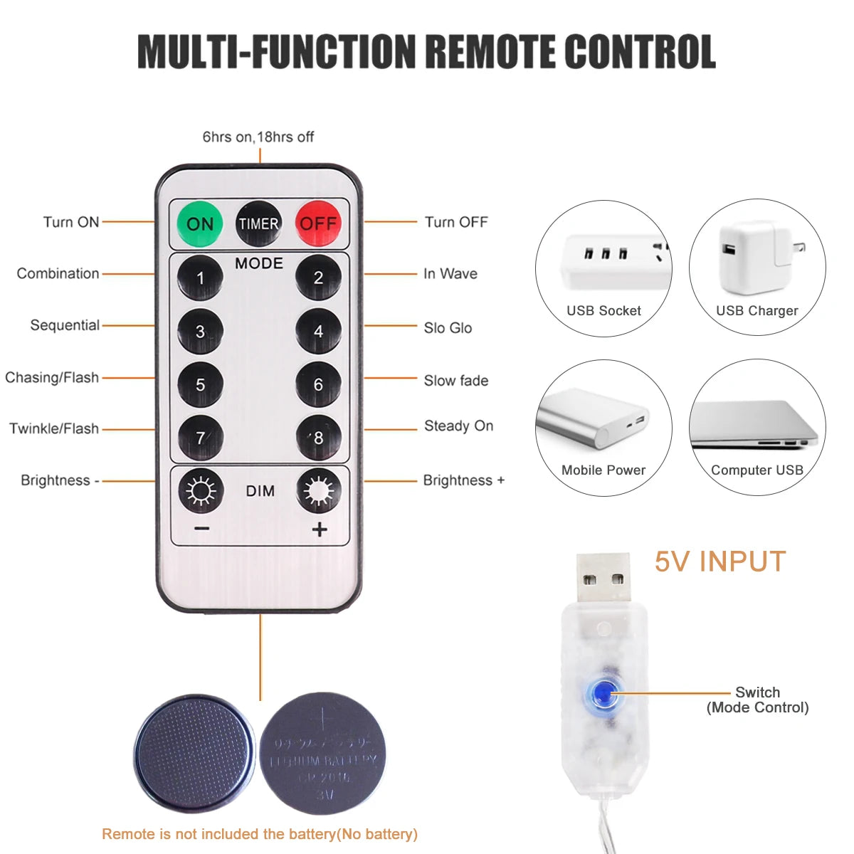 rideau lumineux led blanc chaud blanc froid multicolore moderne télécommande multifonction usb