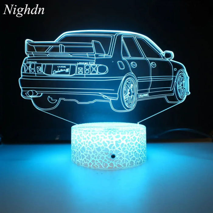 Lampe de chevet 3D en forme de voiture avec éclairage multicolore