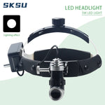 lampe frontale led loupe intégrée noir argenté simili cuir ajustable professionnelle médicochirurgicale