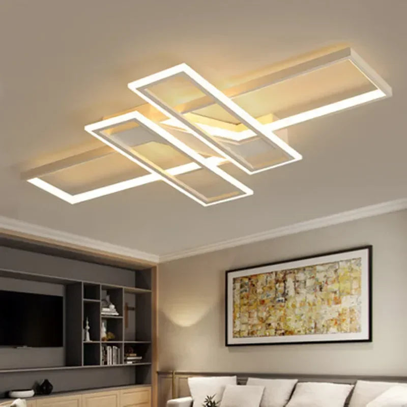 lustre led moderne noir géométrique plafonnier acrylique dimmable salon chambre cuisine