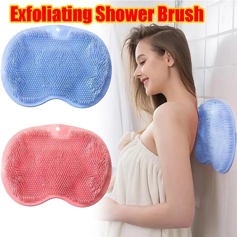 brosse douche exfoliante silicone bleu rose gris moderne respectueux environnement suction cup