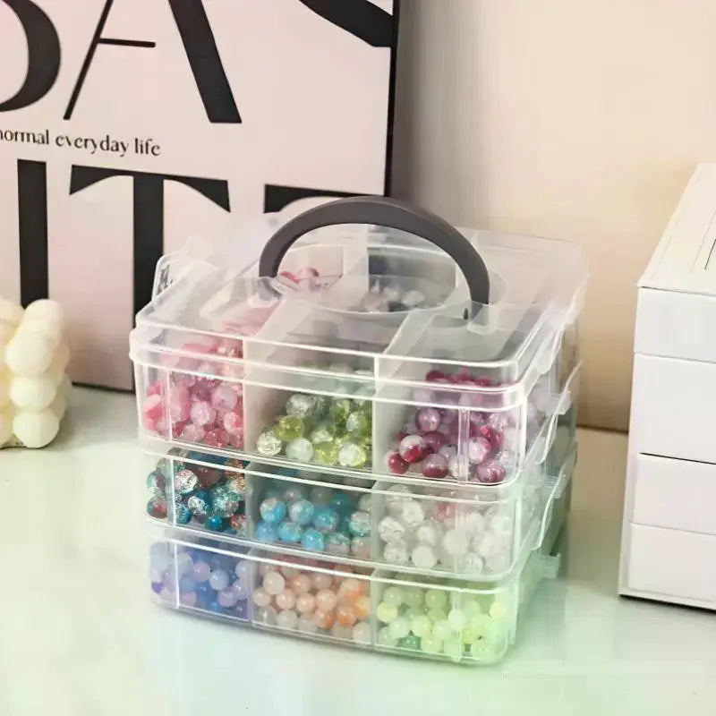 boîte rangement transparente velours compartiments réglables pratique moderne poignée