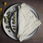 serviette table coton texture lin bords franges rustique décoration fête mariage maison