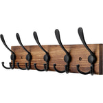 porte sacs vêtements mural bois brun clair noir crochets vis moderne fonctionnel