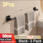 porte serviettes adhésif noir moderne 50cm poli aluminium salle bain