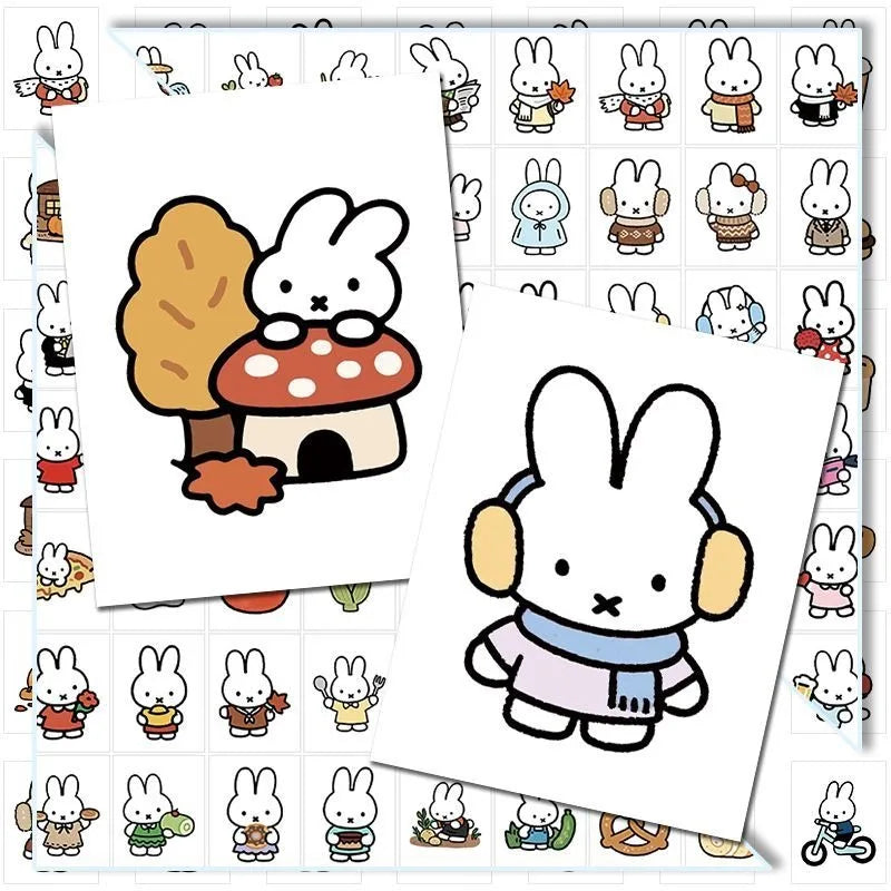sticker autocollant dessin animé simple mignon lapin fruit légume maison accessoire pack 72pcs opacité