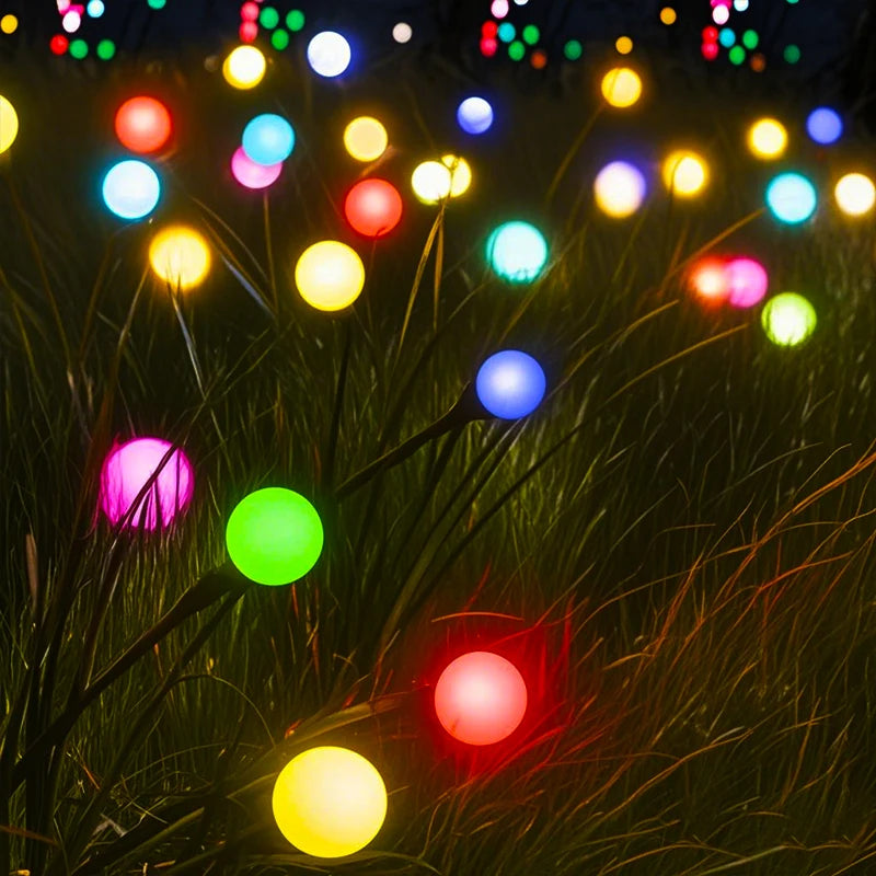 guirlande lumineuse solaire multicolore moderne boules sphériques extérieur patio jardin