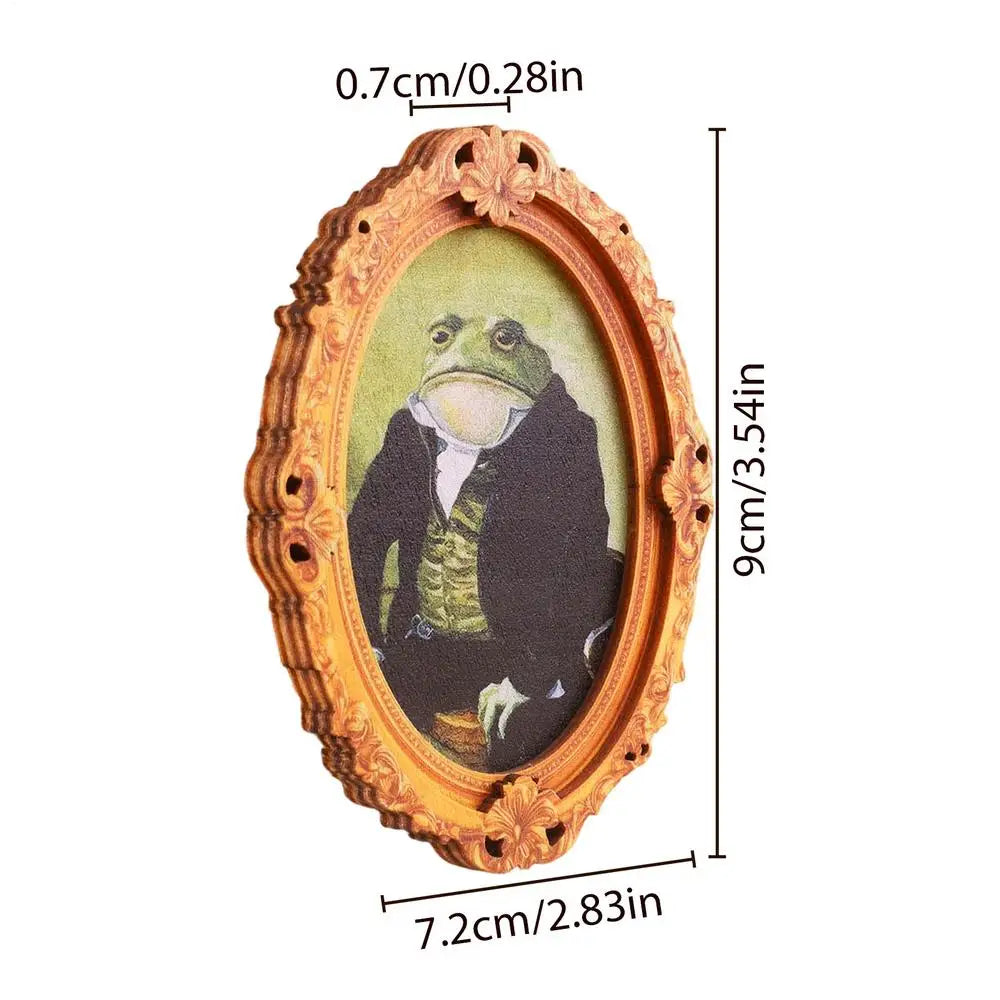 cadre photo aimanté grenouille costumée or vert noir classique baroque décoration réfrigérateur chambre