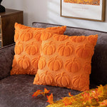 coussin carré orange citrouille automne décoration halloween zip invisible garnissage blanc polyester cotton
