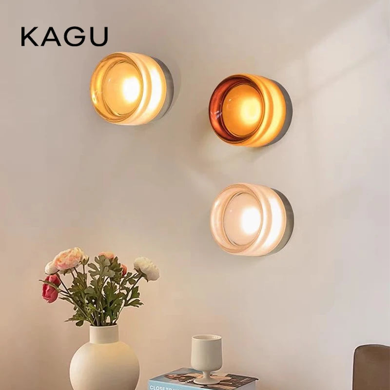 applique murale moderne spirale led verre ambre transparent chambre salon cuisine salle manger