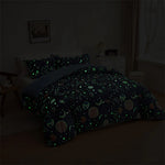 Parure de lit fluorescente avec motif etoiles et lune