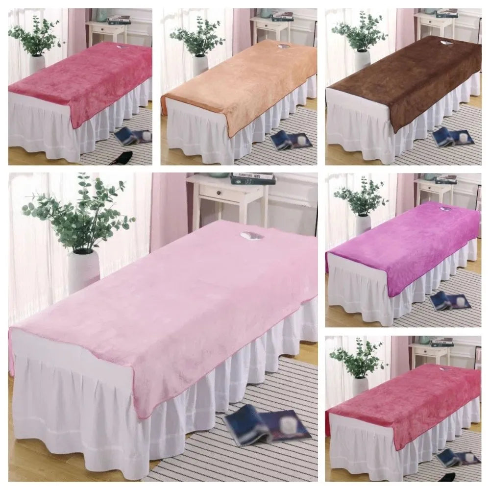 couverture table massage velours doux rose blanc moderne 80x200cm 120x200cm bambou