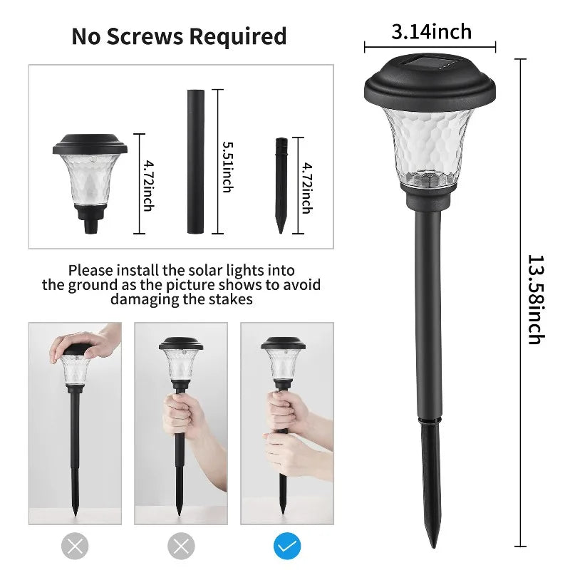 lampe solaire jardin led moderne acier poli ip65 verre texturé noir transparent alléeextérieur